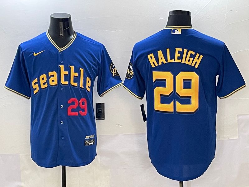 Men Seattle Mariners 29 Raleigh Blue City Edition 2025 Nike MLB Jersey style 3